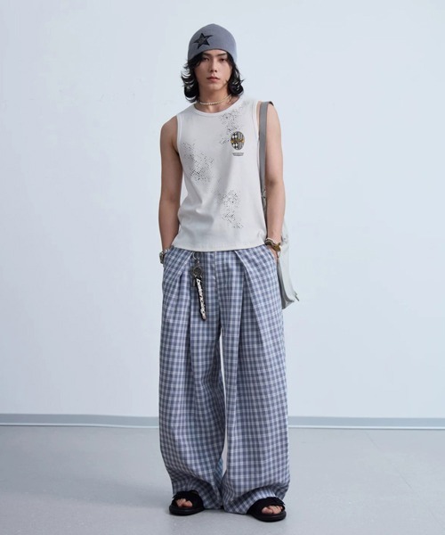 Ressaca(レサーカ)の「チェック柄クロスタックワイドパンツ(その他パンツ・メンズ・ブルー/ブラック・L/M)」の13枚目の写真