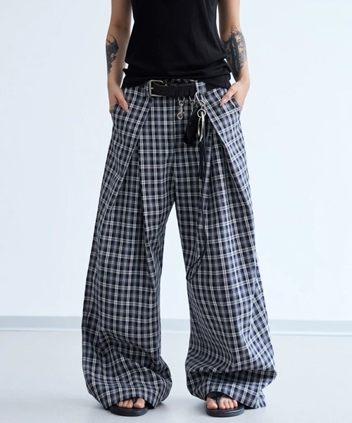 Ressaca(レサーカ)の「チェック柄クロスタックワイドパンツ(その他パンツ・メンズ・ブルー/ブラック・L/M)」の6枚目の写真