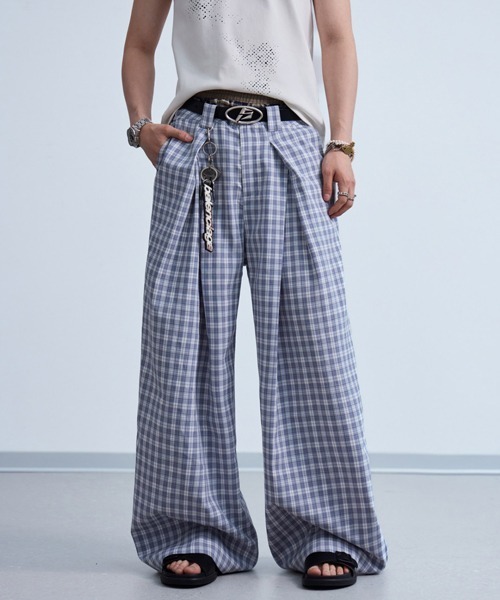 Ressaca(レサーカ)の「チェック柄クロスタックワイドパンツ(その他パンツ・メンズ・ブルー/ブラック・L/M)」の12枚目の写真