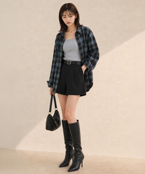 by LEGNA(バイレグナ)の「オーバーサイズチェックシャツ(シャツ/ブラウス・レディース・イエロー/ブルー/レッド/ダークブルー/ブラック/グリーン・FREE)」の13枚目の写真