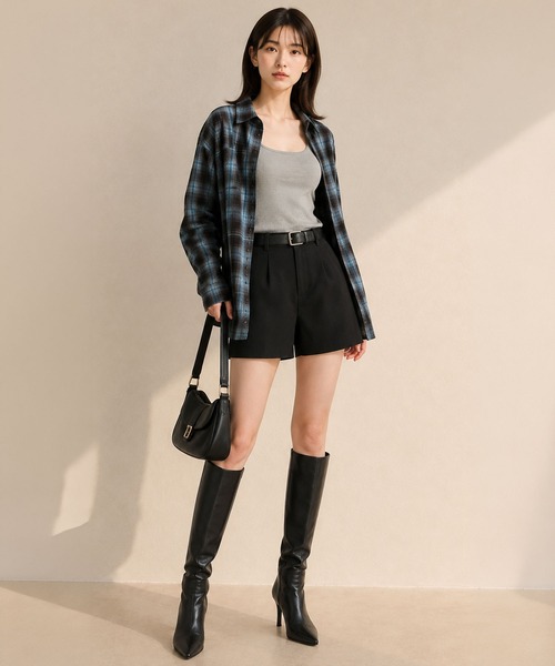 by LEGNA(バイレグナ)の「オーバーサイズチェックシャツ(シャツ/ブラウス・レディース・イエロー/ブルー/レッド/ダークブルー/ブラック/グリーン・FREE)」の14枚目の写真
