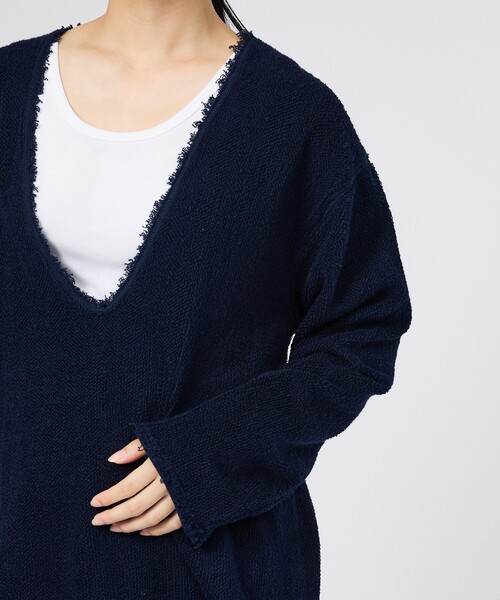 Johnbull（ジョンブル）の「【JOHNBULL/ジョンブル】ループヘリンボンダメージプルオーバー/ニット/ディープVネック【WEB限定】（ニット/セーター・レディース・グレー/ネイビー・フリー）」の17枚目の写真