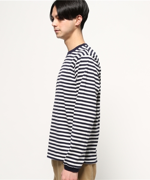 Velva Sheen（ベルバシーン）の「【Velva Sheen】ベルバシーン NARROWボーダー長袖Ｔシャツ（Tシャツ/カットソー・メンズ・オートミール/ホワイト・SMALL/MEDIUM/LARGE）」の3枚目の写真