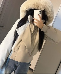ファーフード ショート中綿ジャケット