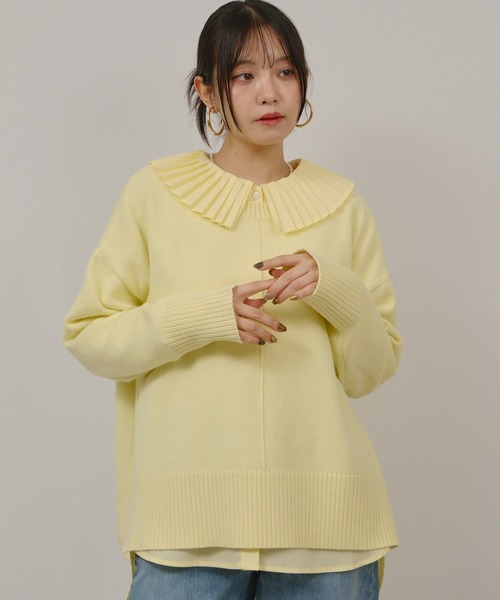 palm RICHE(ポームリシュ)の「サイドスリットボタンデザインもっちりニット(ニット/セーター・レディース・オフホワイト/サックスブルー/ライトイエロー/チャコールグレー・M)」の18枚目の写真
