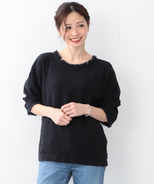 Demi-Luxe BEAMS（デミルクス ビームス）の「Demi-Luxe BEAMS / リネンシルク フリンジプルオーバー（シャツ/ブラウス・レディース・オフホワイト/ブラック・36/38）」の3枚目の写真