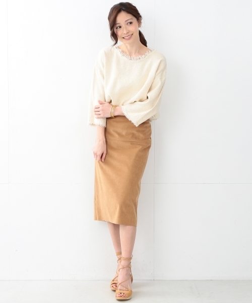Demi-Luxe BEAMS（デミルクス ビームス）の「Demi-Luxe BEAMS / リネンシルク フリンジプルオーバー（シャツ/ブラウス・レディース・オフホワイト/ブラック・36/38）」の5枚目の写真