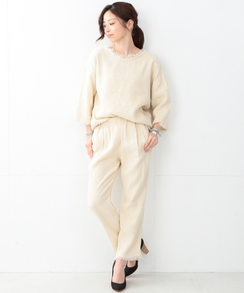 Demi-Luxe BEAMS（デミルクス ビームス）の「Demi-Luxe BEAMS / リネンシルク フリンジプルオーバー（シャツ/ブラウス・レディース・オフホワイト/ブラック・36/38）」の10枚目の写真