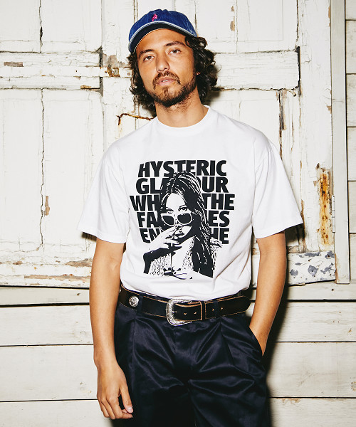 HYSTERIC GLAMOUR(ヒステリックグラマー)の「GLASSES WOMAN プリント Tシャツ(Tシャツ/カットソー・メンズ・ホワイト/グリーン系カモフラージュ/ブラック・X-SMALL/SMALL/MEDIUM/LARGE)」の2枚目の写真