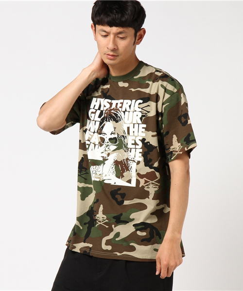 HYSTERIC GLAMOUR(ヒステリックグラマー)の「GLASSES WOMAN プリント Tシャツ(Tシャツ/カットソー・メンズ・ホワイト/グリーン系カモフラージュ/ブラック・X-SMALL/SMALL/MEDIUM/LARGE)」の11枚目の写真
