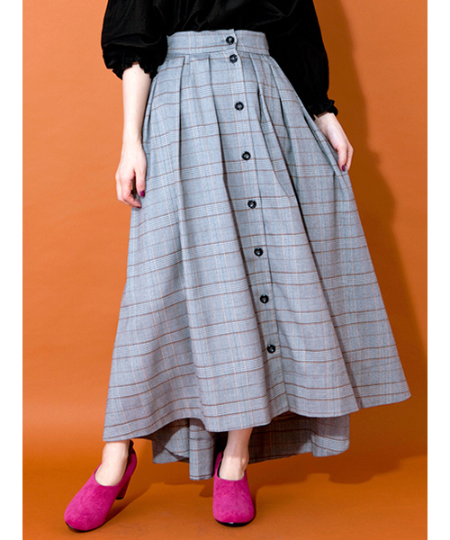 W Closet ダブルクローゼット の チェック柄前ボタンフレアスカート スカート Wear