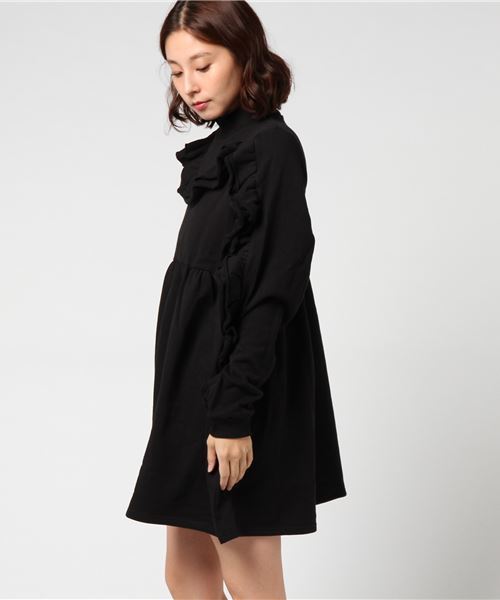 PUNYUS（プニュズ）の「裏毛フリルワンピース（ワンピース・レディース・ブラウン/ブラック/レッド・2/4/1/3）」の7枚目の写真