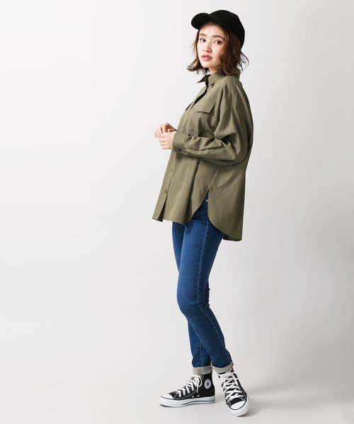 WEGO(ウィゴー)の「WEGO/コットンレーヨンシャツ(シャツ/ブラウス・レディース・ブラック/ベージュ/カーキ・FREE)」の21枚目の写真