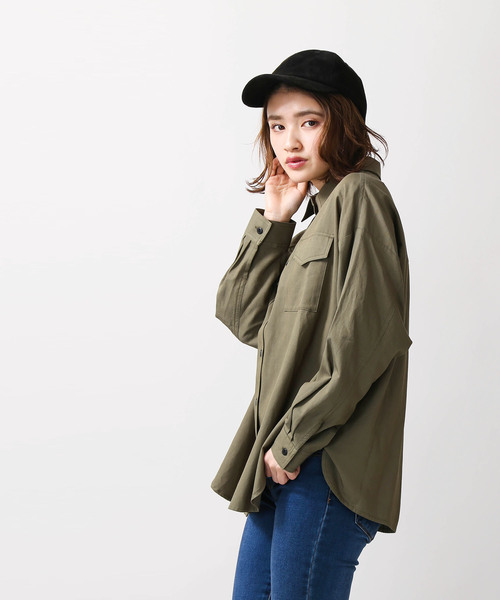 WEGO(ウィゴー)の「WEGO/コットンレーヨンシャツ(シャツ/ブラウス・レディース・ブラック/ベージュ/カーキ・FREE)」の19枚目の写真