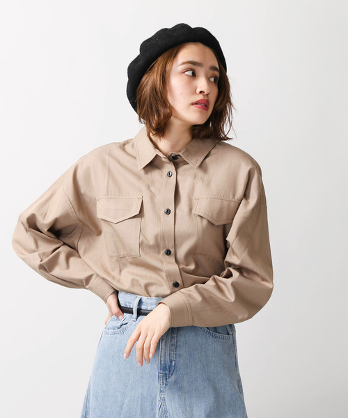 WEGO(ウィゴー)の「WEGO/コットンレーヨンシャツ(シャツ/ブラウス・レディース・ブラック/ベージュ/カーキ・FREE)」の15枚目の写真
