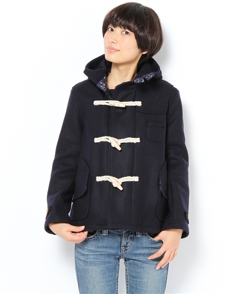 BEAMS BOY(ビームスボーイ)の「BEAMS BOY / メルトンウール チンストダッフル(ダッフルコート・レディース・カーキ/ネイビー・ONE SIZE)」の2枚目の写真