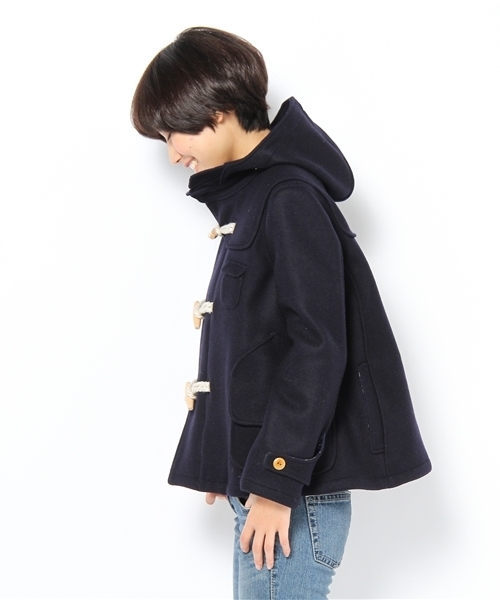 BEAMS BOY(ビームスボーイ)の「BEAMS BOY / メルトンウール チンストダッフル(ダッフルコート・レディース・カーキ/ネイビー・ONE SIZE)」の3枚目の写真