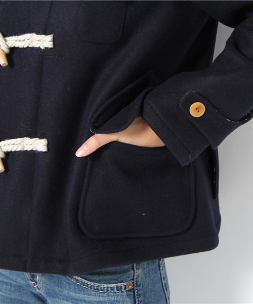 BEAMS BOY(ビームスボーイ)の「BEAMS BOY / メルトンウール チンストダッフル(ダッフルコート・レディース・カーキ/ネイビー・ONE SIZE)」の8枚目の写真