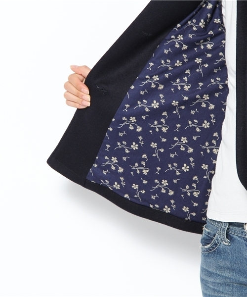 BEAMS BOY(ビームスボーイ)の「BEAMS BOY / メルトンウール チンストダッフル(ダッフルコート・レディース・カーキ/ネイビー・ONE SIZE)」の14枚目の写真