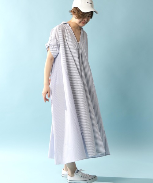 notch.(ノッチ)の「ストライプマキシワンピース(ワンピース・レディース・ブラック/ブルー・M)」の2枚目の写真