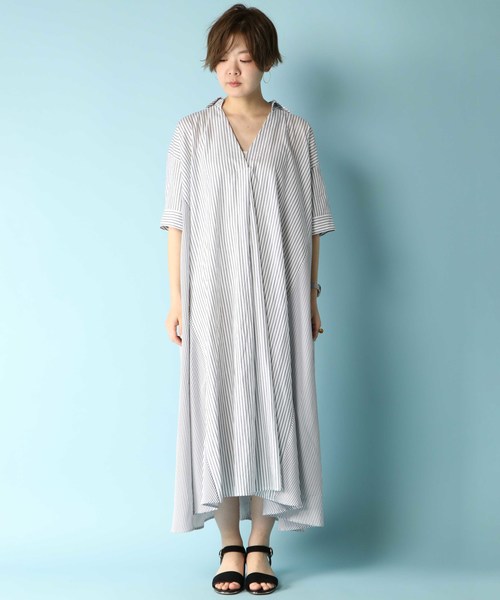 notch.(ノッチ)の「ストライプマキシワンピース(ワンピース・レディース・ブラック/ブルー・M)」の6枚目の写真