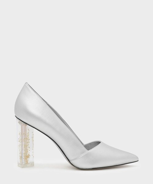 CHARLES & KEITH(チャールズ & キース)の「フローラルルーサイトヒールパンプス / FLORAL LUCITE HEEL PUMPS(パンプス・レディース・ブラック/シルバー・22.5cm/23cm/23.5cm/24.5cm/25cm)」の2枚目の写真
