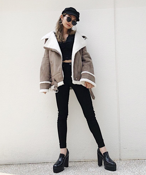 ENVYM（アンビー）の「ボンバーＪＫ（その他アウター・レディース・ブラック/ブラウン/ホワイト・FREE）」の4枚目の写真