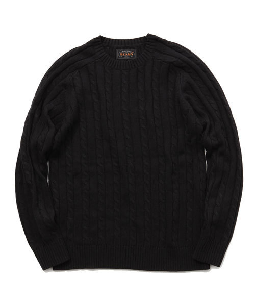 BEAMS PLUS（ビームスプラス）の「○BEAMS PLUS / ケーブル クルーネック ニット（ニット/セーター・メンズ・イエロー/パープル/ロイヤルブルー/ネイビー/ライトグリーン/ブラック/オフホワイト/オレンジ・MEDIUM/SMALL/X-LARGE/LARGE）」の3枚目の写真