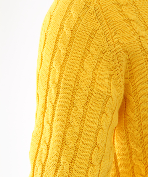 BEAMS PLUS（ビームスプラス）の「○BEAMS PLUS / ケーブル クルーネック ニット（ニット/セーター・メンズ・イエロー/パープル/ロイヤルブルー/ネイビー/ライトグリーン/ブラック/オフホワイト/オレンジ・MEDIUM/SMALL/X-LARGE/LARGE）」の11枚目の写真