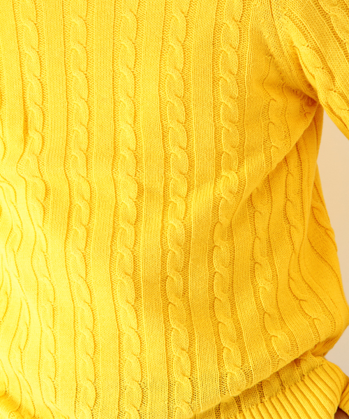 BEAMS PLUS（ビームスプラス）の「○BEAMS PLUS / ケーブル クルーネック ニット（ニット/セーター・メンズ・イエロー/パープル/ロイヤルブルー/ネイビー/ライトグリーン/ブラック/オフホワイト/オレンジ・MEDIUM/SMALL/X-LARGE/LARGE）」の12枚目の写真
