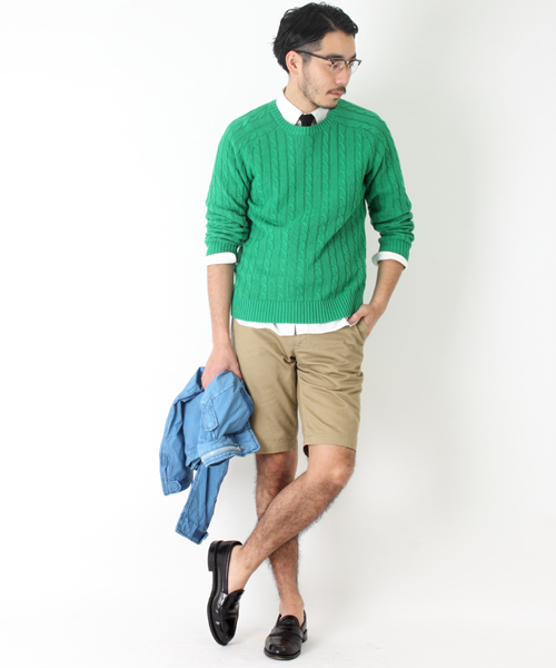 BEAMS PLUS（ビームスプラス）の「○BEAMS PLUS / ケーブル クルーネック ニット（ニット/セーター・メンズ・イエロー/パープル/ロイヤルブルー/ネイビー/ライトグリーン/ブラック/オフホワイト/オレンジ・MEDIUM/SMALL/X-LARGE/LARGE）」の15枚目の写真