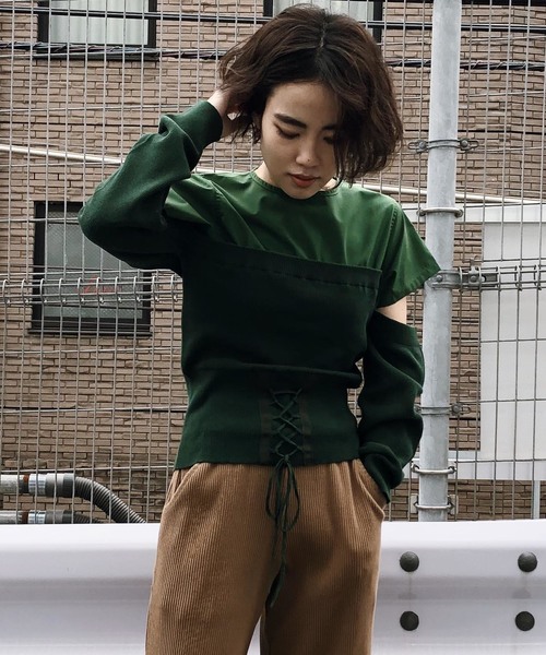 Ameri（アメリ）の「BLOUSE DOCKING KNIT（シャツ/ブラウス）」 - WEAR 