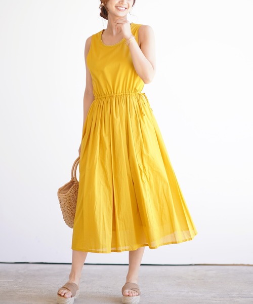 rps（アールピーエス）の「コットンボイルノースリーブワンピース（ワンピース・レディース・ブラック/パープル/ネイビー/ブルー/グリーン/マスタード/ダークベージュ/グレー系その他3/ダークネイビー/ブルーグリーン・M）」の10枚目の写真