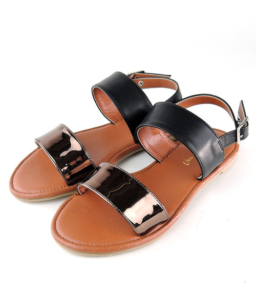 Una gardenia（ウナガルデニア）の「バックストラップメタリックフラットササンダル □（サンダル・レディース・ブラック/ベージュ・LL/S/M/L）」の14枚目の写真