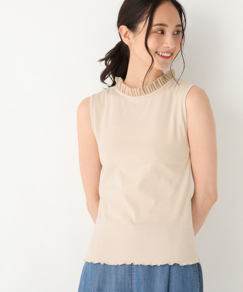 GLOBAL WORK(グローバルワーク)の「BEAUTEEプチエリタンク/835095(タンクトップ・レディース・ネイビー/ブラック/ベージュ/ホワイト・LARGE/MEDIUM)」の4枚目の写真