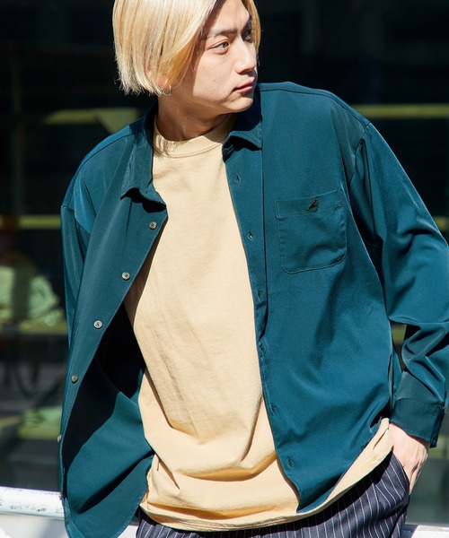 KANGOL（カンゴール）の「KANGOL/カンゴール 別注 L/S オーバーサイズレギュラーカラーシャツ（シャツ/ブラウス・メンズ・ブラック/ダークグリーン/ダークブラウン/ベージュ/ブルー/ベージュ系その他/チャコール/ダークネイビー/オリーブ/グリーン系その他・M/L）」の6枚目の写真