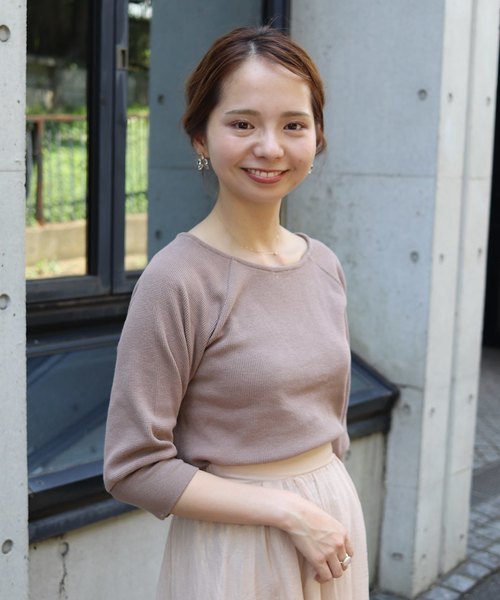 flower(フラワー)の「ボタンサーマルトップ(Tシャツ/カットソー・レディース・アイボリー/ブラウン・FREE)」の1枚目の写真