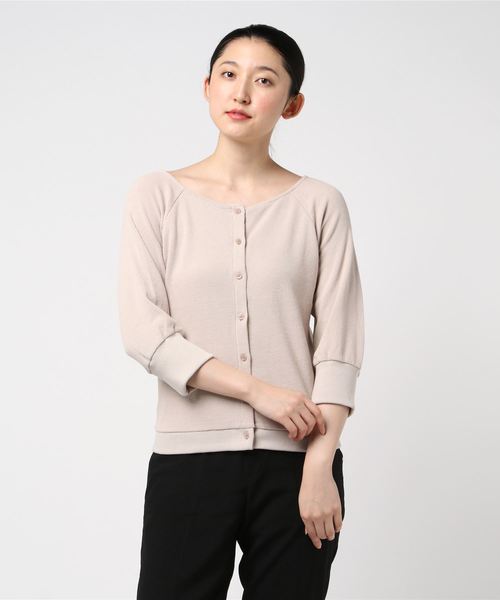 flower(フラワー)の「ボタンサーマルトップ(Tシャツ/カットソー・レディース・アイボリー/ブラウン・FREE)」の5枚目の写真