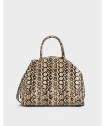 CHARLES & KEITH | スネークプリント トップハンドルラージドームバッグ / Snake Print Top Handle Large Dome Bag(ハンドバッグ)