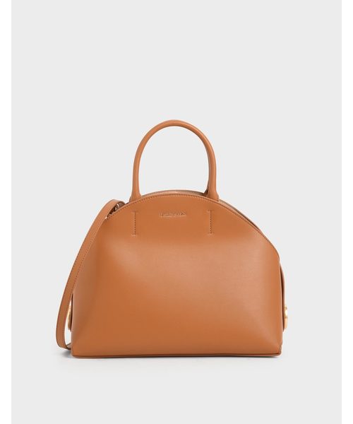 CHARLES & KEITH（チャールズ & キース）の「スネークプリント トップハンドルラージドームバッグ / Snake Print Top Handle Large Dome Bag（ハンドバッグ・レディース・ブラック/ベージュ/タン/クリーム・L）」の4枚目の写真