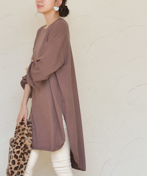 rps(アールピーエス)の「ラウンドチュニック(チュニック・レディース・ブラック/ブラウン/モカ/グレイッシュベージュ/ブルー/オートミール・M)」の3枚目の写真