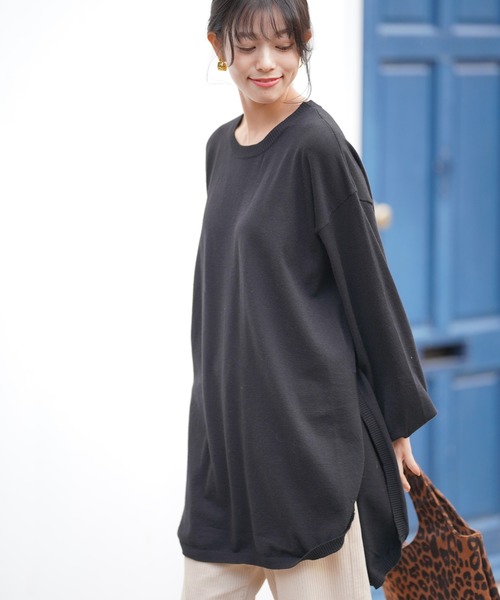 rps(アールピーエス)の「ラウンドチュニック(チュニック・レディース・ブラック/ブラウン/モカ/グレイッシュベージュ/ブルー/オートミール・M)」の2枚目の写真