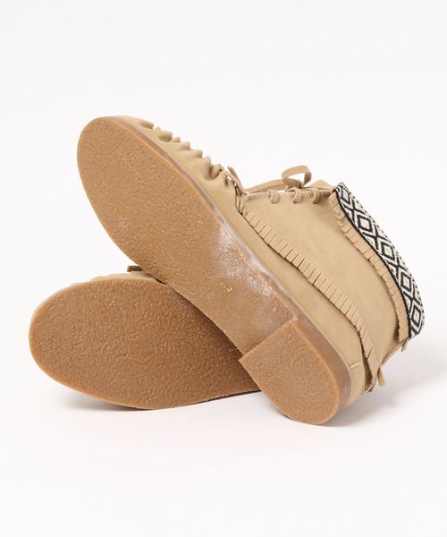 チャイハネ（チャイハネ）の「【チャイハネ】モカシンフリンジショートMEN'Sブーツ（ブーツ・メンズ・ブラック/ベージュ・LL/L）」の4枚目の写真