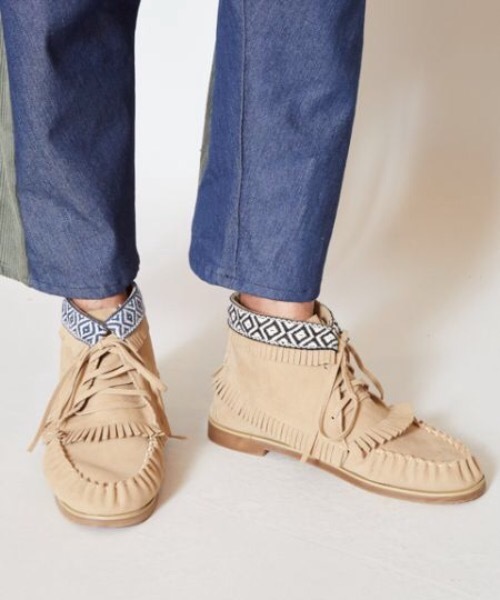 チャイハネ（チャイハネ）の「【チャイハネ】モカシンフリンジショートMEN'Sブーツ（ブーツ・メンズ・ブラック/ベージュ・LL/L）」の5枚目の写真