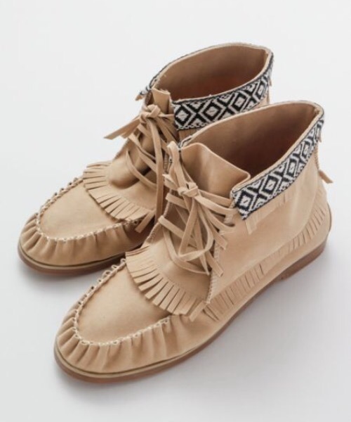 チャイハネ（チャイハネ）の「【チャイハネ】モカシンフリンジショートMEN'Sブーツ（ブーツ・メンズ・ブラック/ベージュ・LL/L）」の6枚目の写真