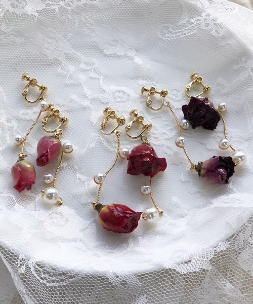 apres jour（アプレジュール）の「【apres jour×ARIAZ】ローズパールイヤリング（イヤリング・レディース・パープル/レッド/ピンク/ボルドー/ラベンダー/スモークピンク・FREE）」の18枚目の写真