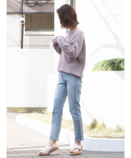 Ungrid（アングリッド）の「ハイウエストダメージスリムデニム（デニムパンツ・レディース・インディゴブルー/ブルー・24inch/25inch/26inch/27inch/23inch）」の13枚目の写真