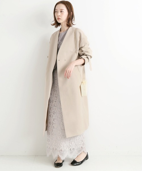 IENA（イエナ）の「コットンWクロス ノーカラーVネックコート◇（ノー 