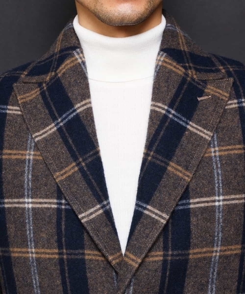 MICHEL KLEIN HOMME   （ミッシェルクランオム）の「コート（接結リバーチェック）（ステンカラーコート・メンズ・ブラック/ネイビー・48/51/46）」の8枚目の写真