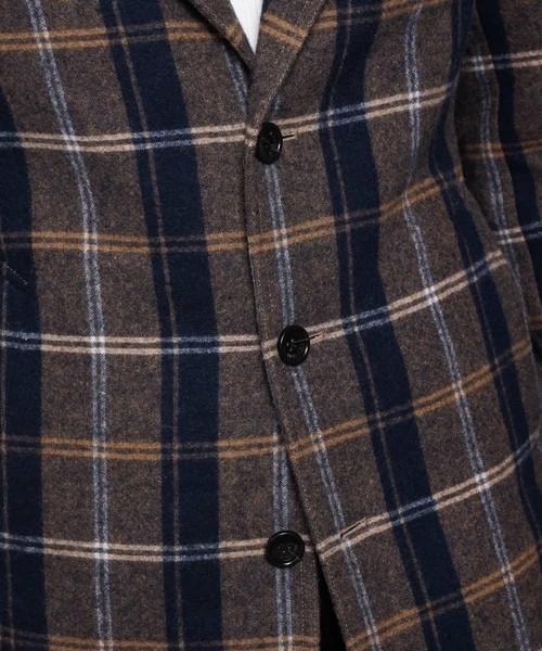 MICHEL KLEIN HOMME   （ミッシェルクランオム）の「コート（接結リバーチェック）（ステンカラーコート・メンズ・ブラック/ネイビー・48/51/46）」の12枚目の写真
